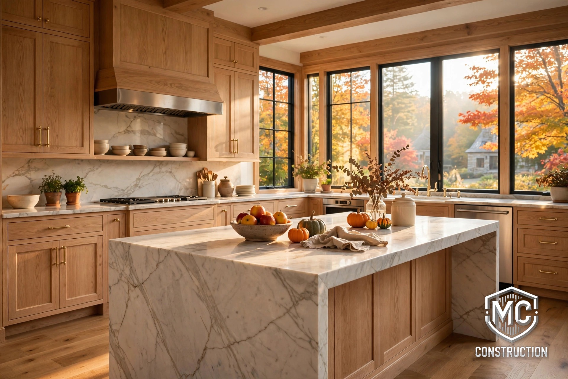The 'Forever Home' Era &mdash; high-end white oak kitchen remodel in a New England home in fall